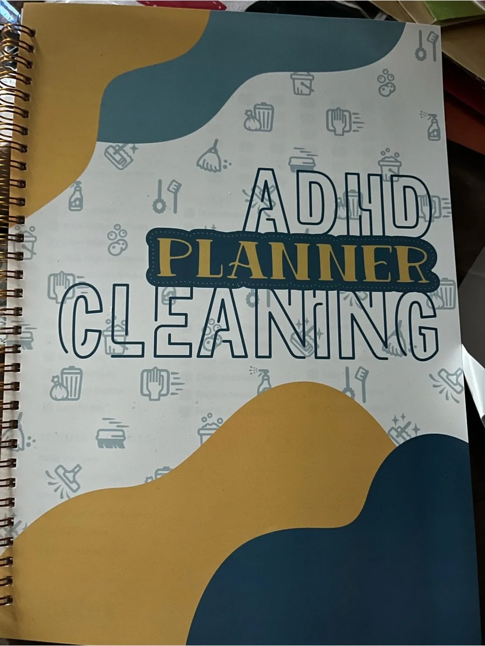 ADHD Cleaning Planner Notebook - Blue and Mustard